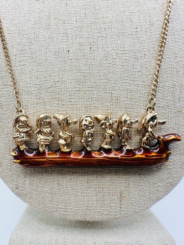 Disney seven dwarfs gold plated long necklace 36” - Picture 3 of 7