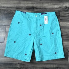 Vineyard Vines Mens Size 36 Club Shorts Embroidered Shipwheel Seafoam Blue Green