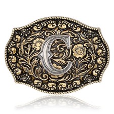 Western Belt Buckles Initial Letters Cowboy Rodeo Small Gold Belt Buckle C