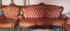 divano in pelle Chesterfield 3 posti usato con poltrone