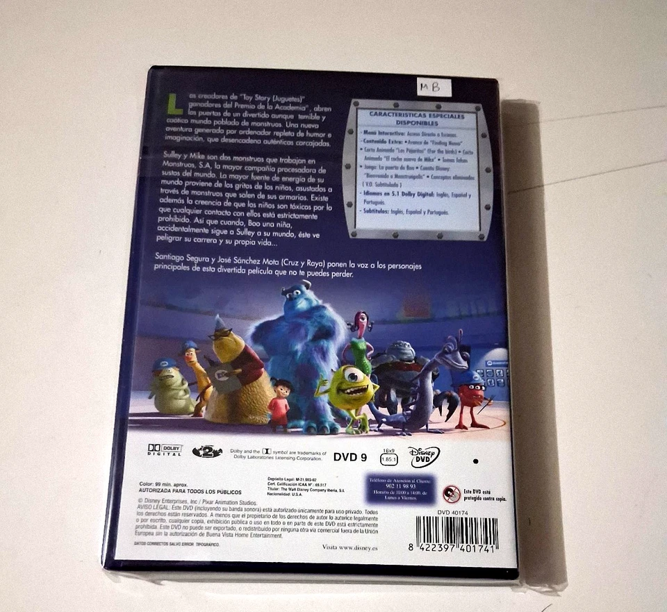 DVD "MONSTRUOS S.A." SA WALT DISNEY PIXAR - Imagen 2 de 2