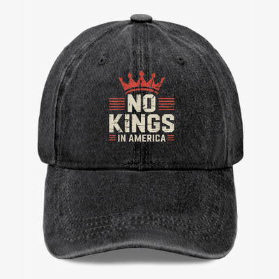 No Kings in America Hat Freedom Statement Washed Cap Patriotic Graphic Hat