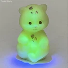 Fenton Hand Painted Bear Figurine Custard Uranium Glass Floral Satin Vintage