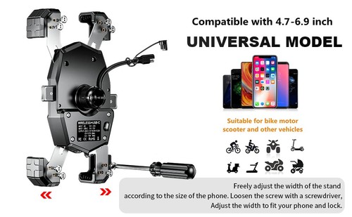 Motorcycle Phone Mount with Qi 15W Wireless Charger & USB C 20W Fast Charging... - Picture 6 of 7
