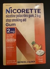 One Box Nicorette Fruit Chill 2mg Gum - 100 Count. Expiration 10/2027