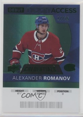 2021 Credentials 2020-21 Debut Ticket Access Green 17/25 Alexander Romanov 03uh