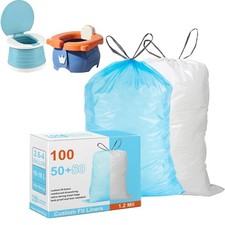 Portable Travel Potty Chair Liners with Reinforced Drawstring for Training Se...
