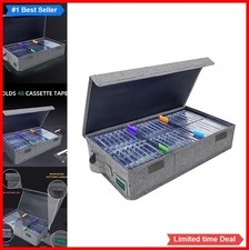 Cassette Tape Storage Box 48 Capacity Gray with Lids Index Labels Organizer