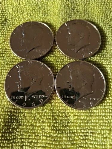 Kennedy Half Dollar 40% Silver Lot Of 4  Years Of 66,68,69,70 Proof Cameo