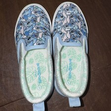 Disney Stitch Girls Slip-On Shoes Youth Size 1 Blue Casual Flats