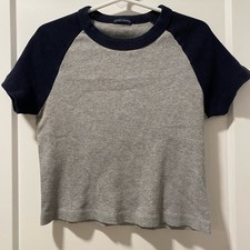 Brandy Melville Gray and Black Baby Tee