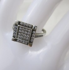 Square Cubic Zirconia Cluster Ring 925 Sterling Silver Size 7