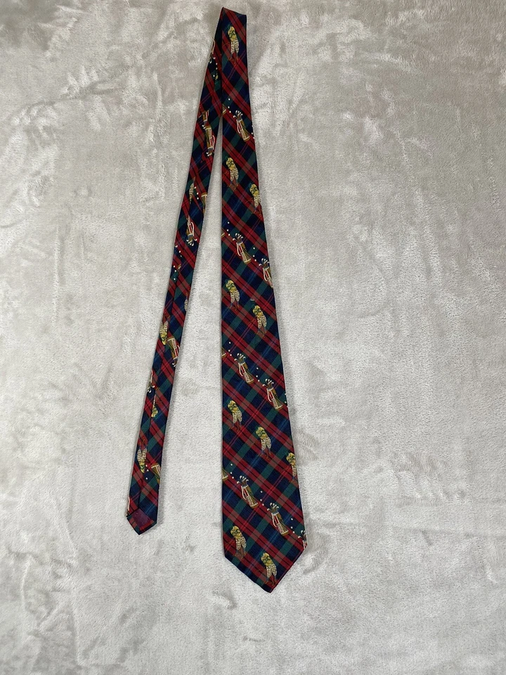 Corbata de seda vintage con temática de golf Nautica Foto 3 de 4