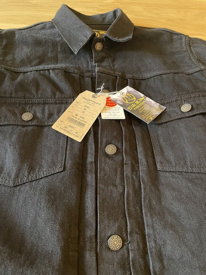 Studio D'Artisan 14oz Kurozome Black Selvedge Denim Jacket Type II