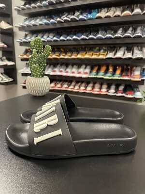 Size 40/7US - Amiri Pool Slide Logo Black White Original Box PS22MFF001