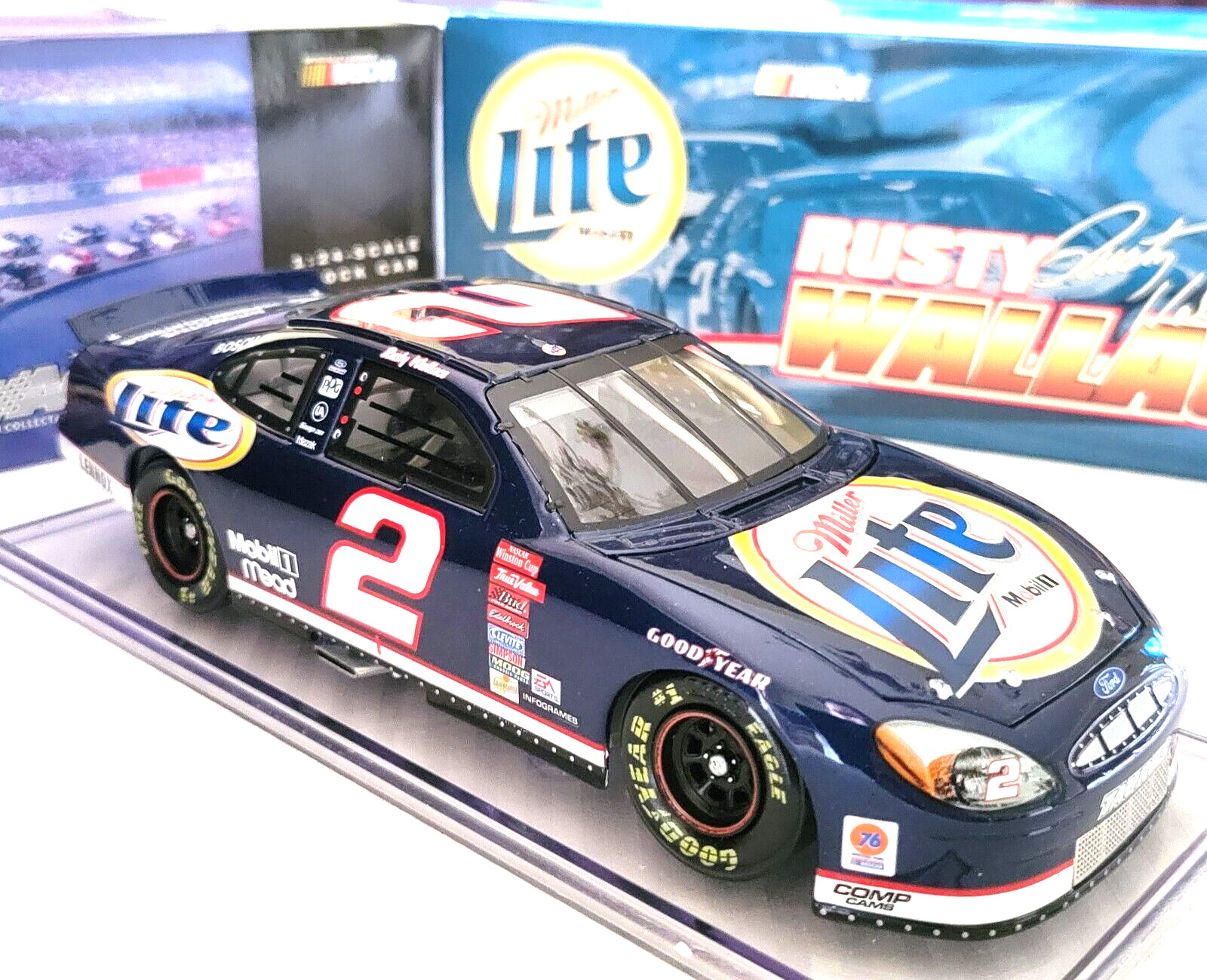 Action 1:24 #2 Rusty Wallace 2002 Miller Lite Ford Taurus Diecast NEW VERY NICE