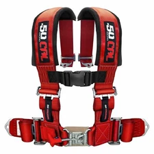 4 Point Safety Harness 2" Youth fit Padded Shoulders Seat Belt Latch Lock RED