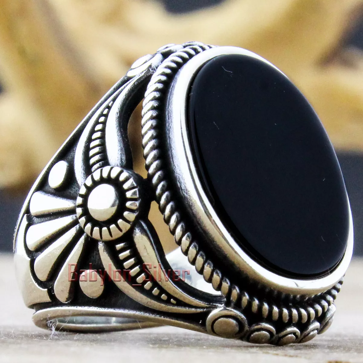 Turkish Handmade 925 Sterling Silver Onyx Stone Luxury Men s Ring All Sizes