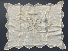  RARE Antique TAMBOUR NET Lace Pillow SHAM Vintage Estate CREAM Rectangle