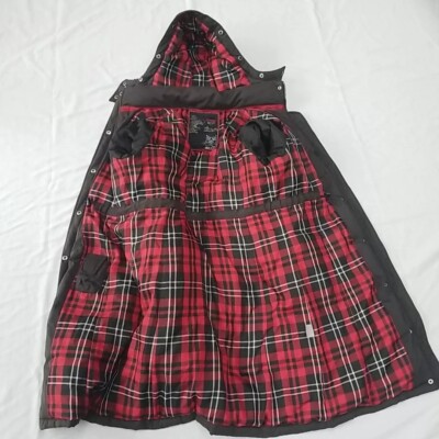Utility Wintermantel E.Land Mantel Kapuze abnehmbare Kapuze rot Karofutter UK 8 - 10