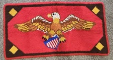 VTG Latch Hook Rug American Bald Eagle Large 46"x24" Patriotic Wall Hanger
