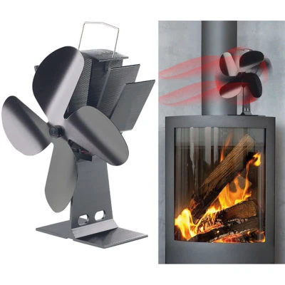 CARLO MILANO Stromloser Kaminofen-Ventilator mit 4 Lüfter-Blättern, für 65 - 345 °C