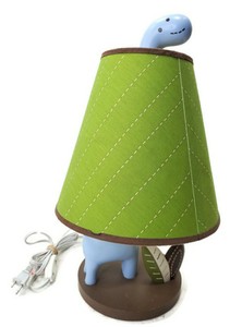 Vintage Blue DINOSAUR Nursery Table Lamp, Green Shade ...