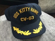 USS Kitty Hawk CV-63 Snapback Cap. Navy Blue. Made in USA