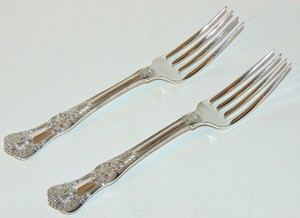 Two Tiffany & Co Sterling English King Pattern 6.75" Luncheon Forks. No Monogram