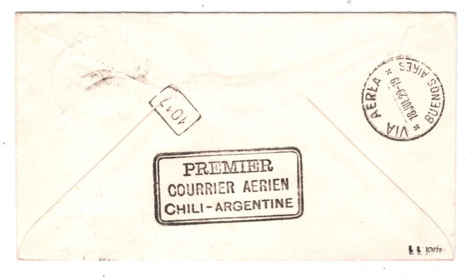 CHILE Air Mail Cover 1929 *MERMOZ* FIRST FLIGHT ARGENTINA Buenos Aires KT78 - Image 3 of 4