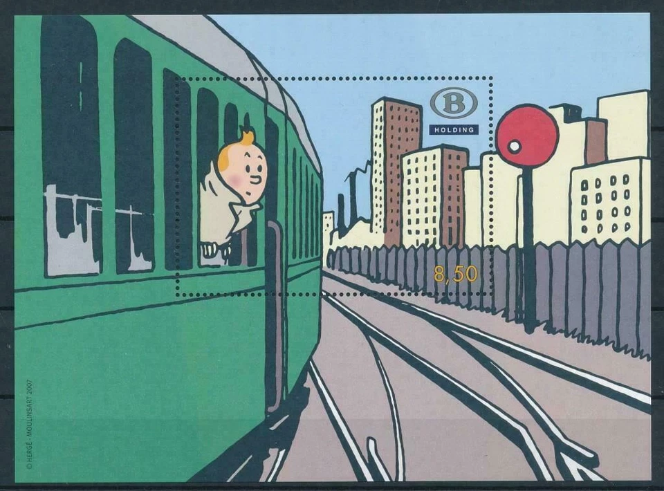 Belgique**Tintin “sur le Train” BLOCK Centenaire Hergé-2007-Railways-Zug-Comics - Photo 1/1