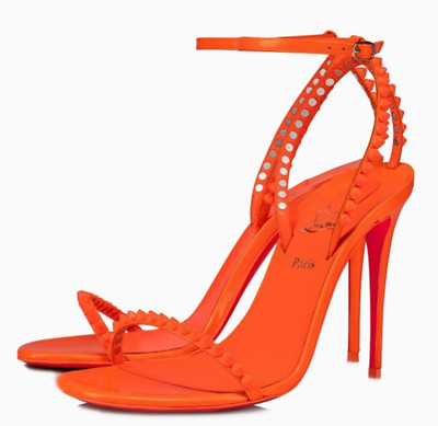 Christian Louboutin So Me 100 Orange Patent Ankle Strap