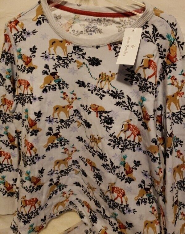 Vera Bradley Christmas Reindeer Pajama Top Size L 1214 eBay