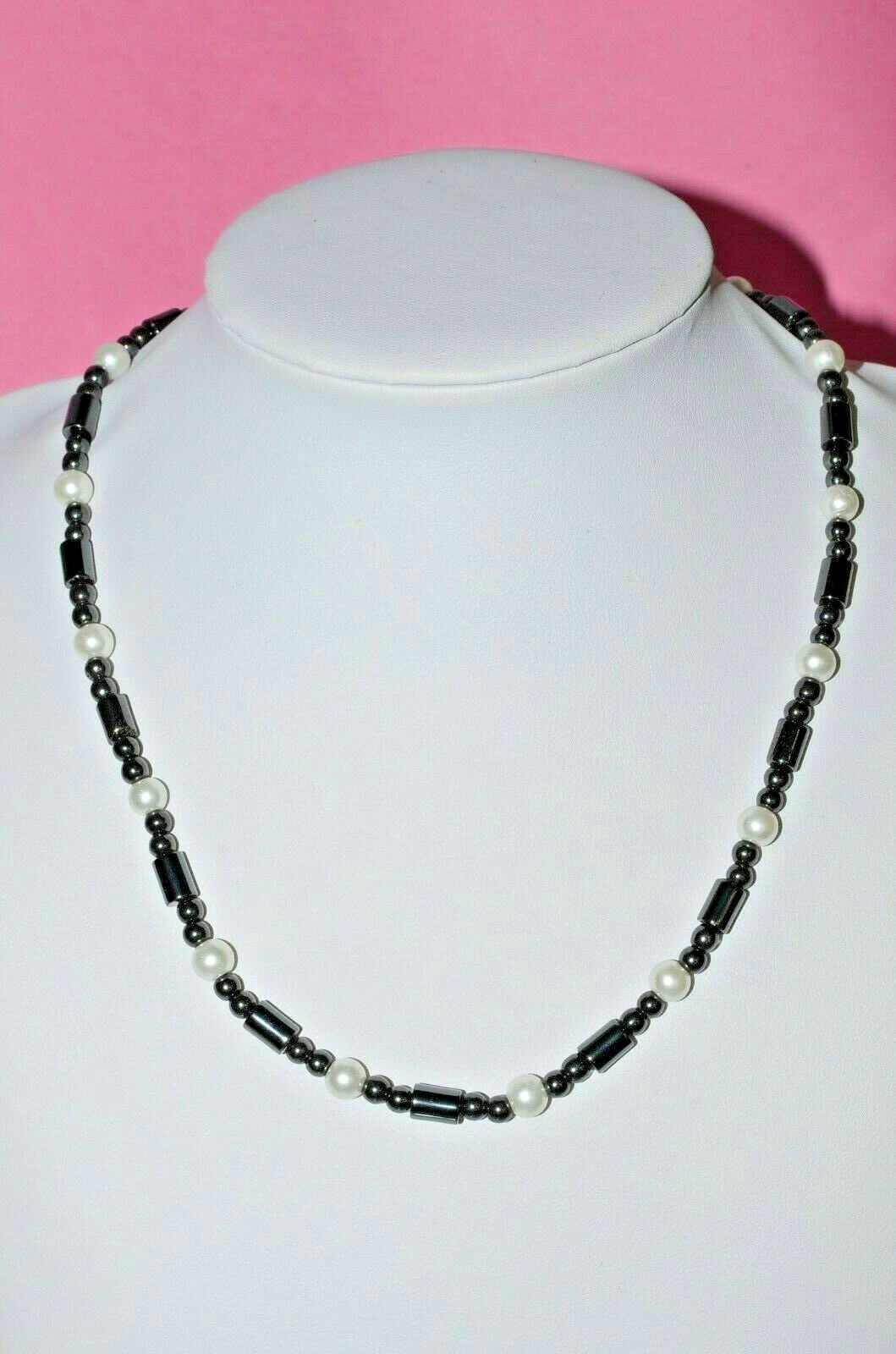 Hematite Bead Statement Necklace Chic Jewelry Hem… - image 1