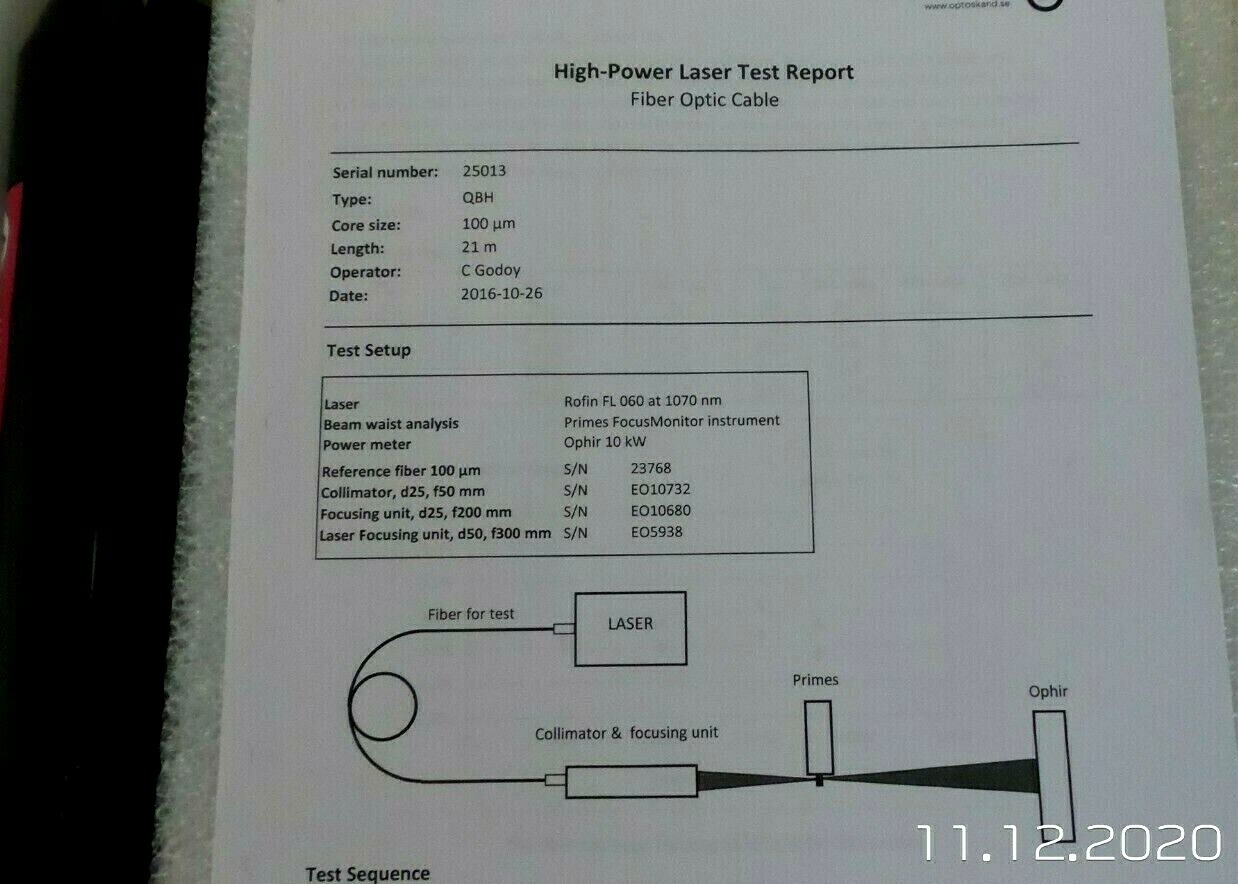 IPG Photonics QBH 100u 20m fiber laser optoskand coherent eBay