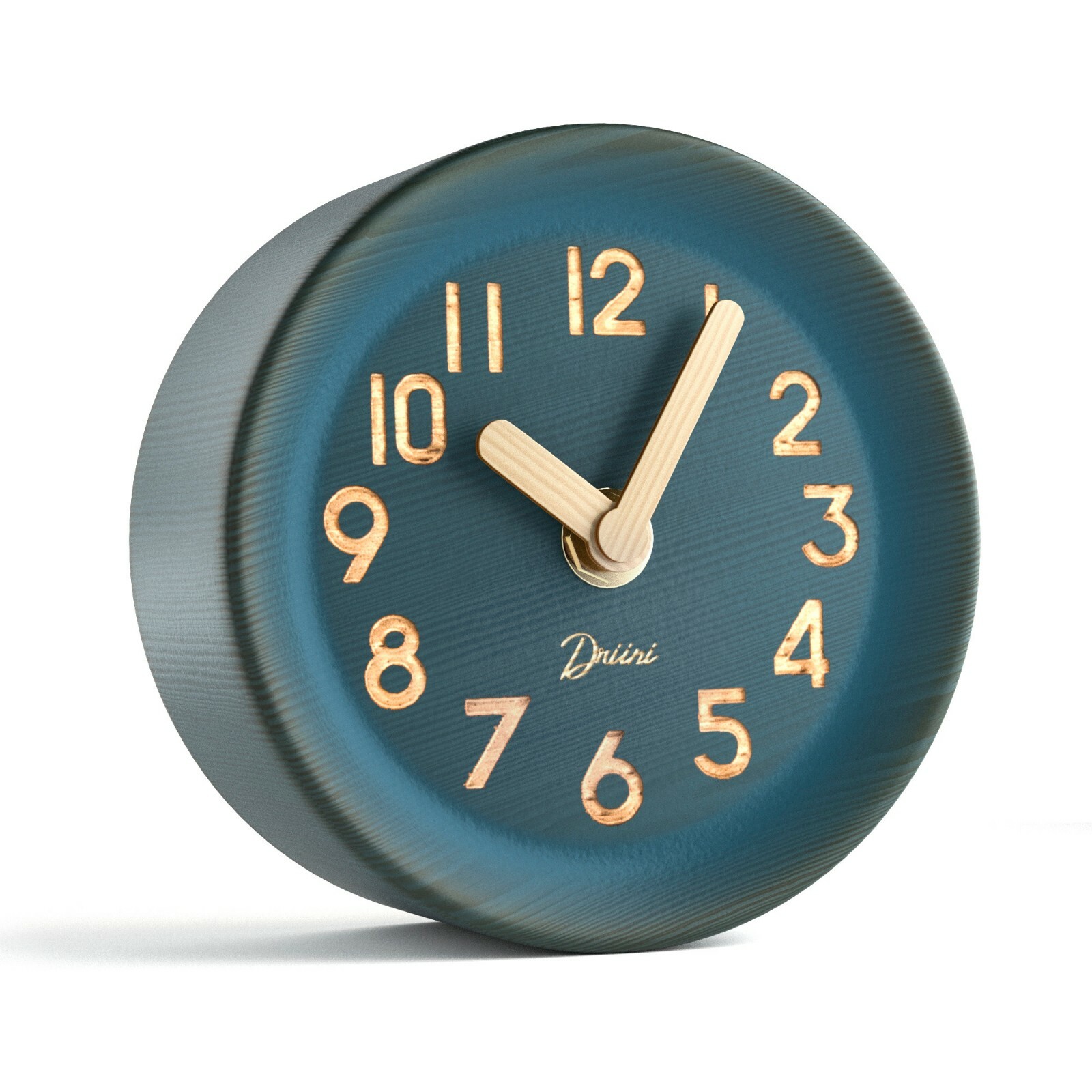 Driini Wooden Desk & Table Analog Clock Made of Genuine Pine