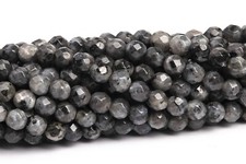 4MM Natural Black Larvikite Beads Grade A Faceted Round Gemstone Loose Beads