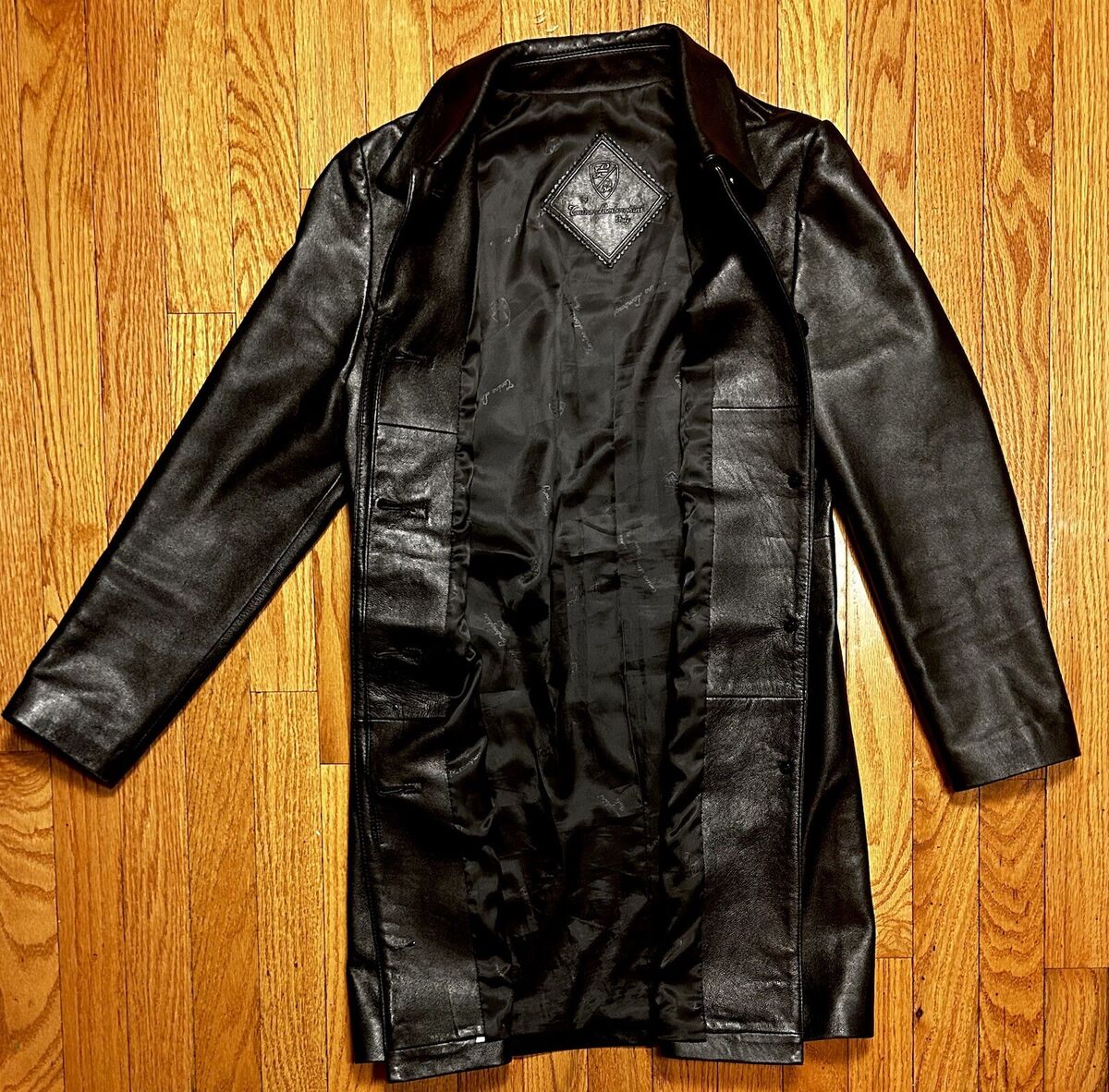 Tonino Lamborghini Black Women's Italian Leather Trench Coat Tonino Lamborghini Black Women's Italian Leather Trench Coat