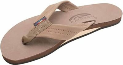 Rainbow Premier Leather 301 Infradito Uomo In Pelle Nabuk - Marrone Scuro, Taglia 9.5-10.5 USA