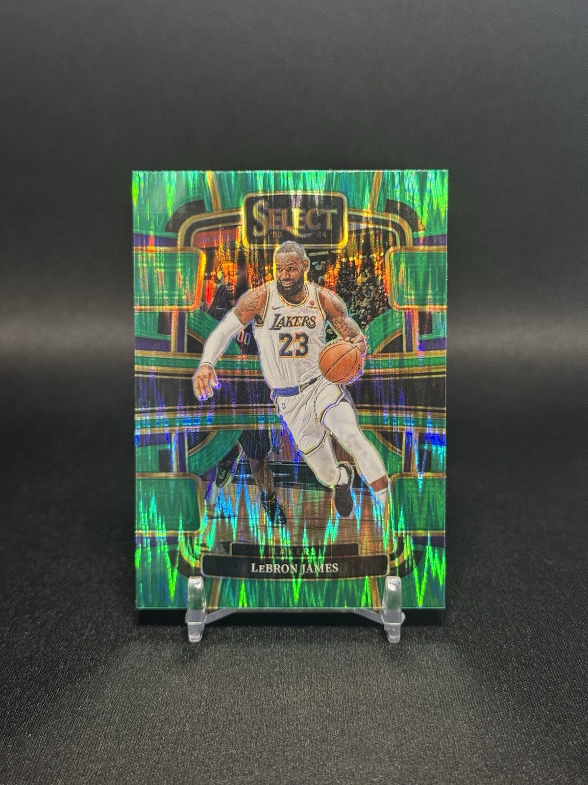 2023-24 Panini Select - No. 66, LeBron James, Concourse Shock Green Prizm