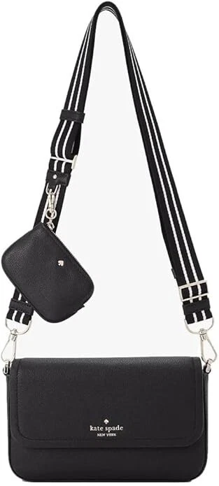 Kate Spade New York Rosie tracolla piccola con patta in pelle ciottolata nera