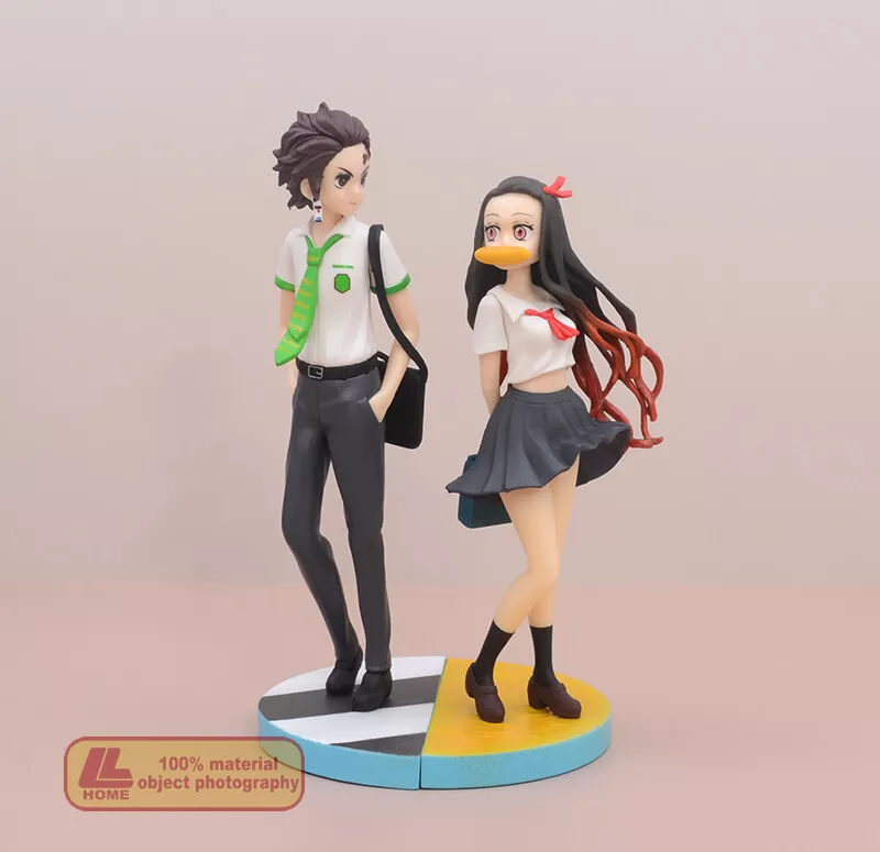 Anime Demon Slayer Kamado Tanjirou Nezuko School Uniform 2pcs Figure Toy  Gift