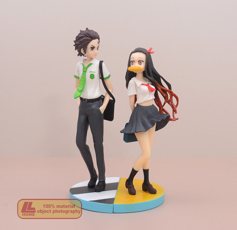 Anime Demon Slayer Kamado Tanjirou Nezuko School Uniform 2pcs Figure Toy  Gift