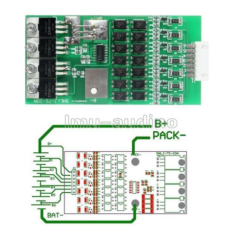 24V 20A 7S Cells Li-ion Lithium 18650 Battery Balanced BMS Protection Board - Bild 4 von 5