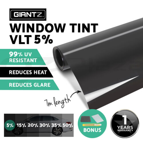 Giantz Window Tint Film VLT 5% Black Roll Car Home House 76cm X 7m Tinting Tools - Picture 1 of 11