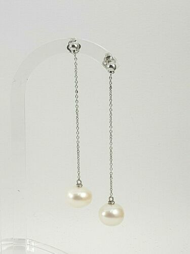 15 Fili Di Perle D'acqua Dolce Coltivate - Barocche 7.5 Mm, Grigio Argento, Lunghezza 40 Cm