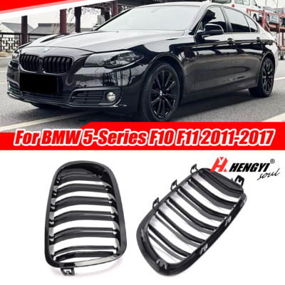 Glossy Black Front Kidney Grill For BMW 5-Series F10 F11 2011-2017 16 Dual Slats