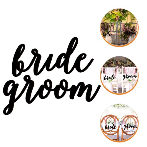 4 juegos adornos de madera de boda novia y novio letreros colgantes silla - Imagen 7 de 12