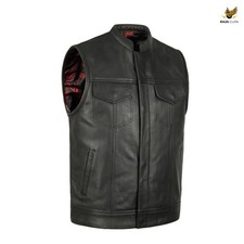 Gilet uomo Sons of Anarchy moto taglio nero top pelle grana gilet