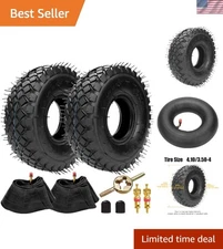Complete Tire and Tube Pair: 4.10/3.50-4 with Bent Valve for Lawn & Garden Tools